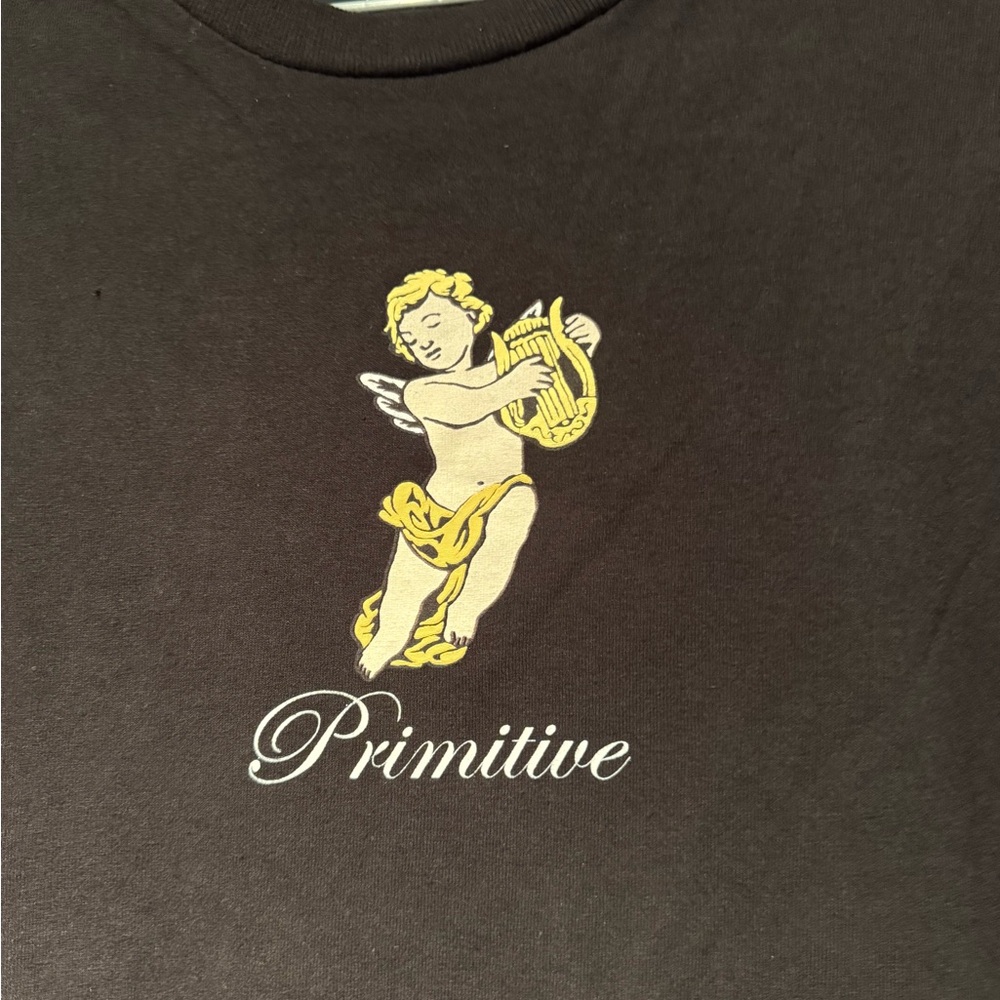 Primitive Black Tee with Yellow Angel Graphic